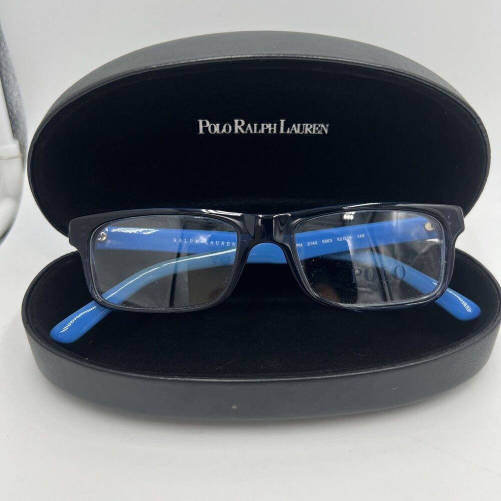 NEW POLO RALPH LAUREN Frames PH 2140 5563 BLUE BLACK EYEGLASSES & CASE 52 18 145